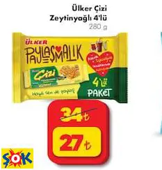 ÜLKER ÇİZİ ZEYTİNYAĞLI 4'LÜ 280 G ÜLKER ÇİZİ ZEYTİNYAĞLI 4'LÜ 280 G